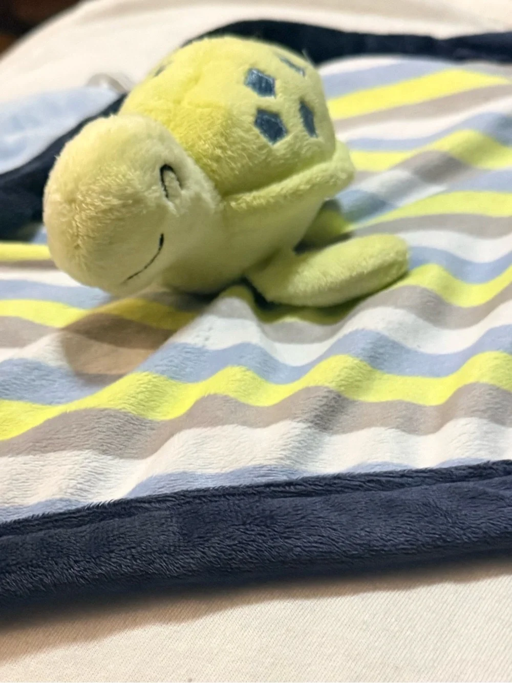 Carter's Turtle Security Blanket Lovey, Blue/Gray/Green/White Stripes
